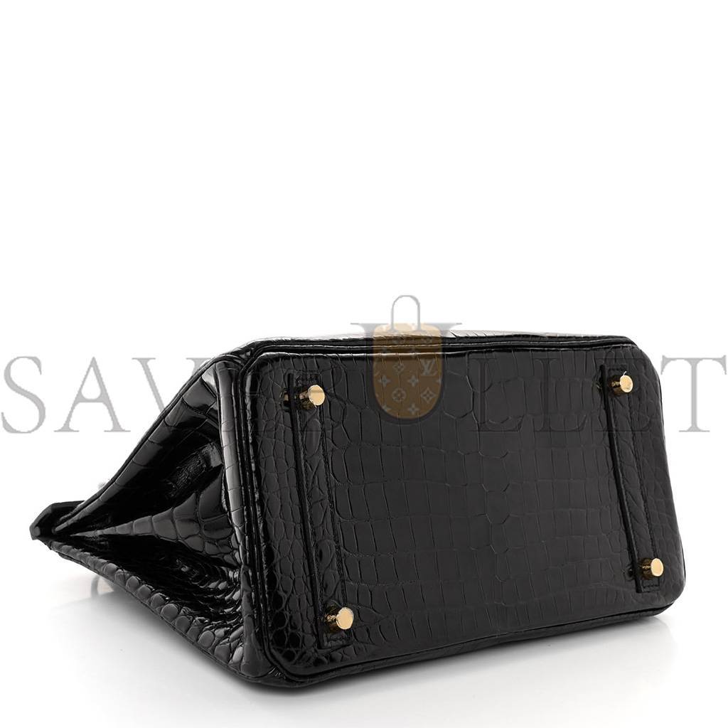 HERMES MASTER NOIR BLACK GHW NILOTICUS CROCODILE BIRKIN 30 HANDBAG (30*22*16cm)